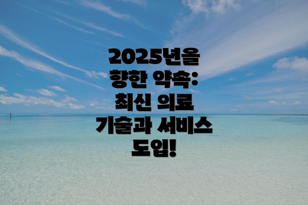 2025년을 향한 약속: 최신 의료 기술과 서비스 도입!