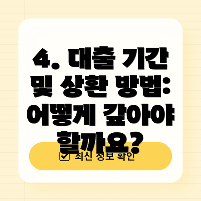 4. 대출 기간 및 상환 방법: 어떻게 갚아야 할까요?