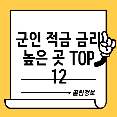 군인 적금 금리 높은 곳 TOP 12