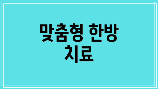 맞춤형 한방 치료