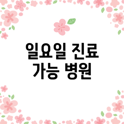 일요일 진료 가능 병원